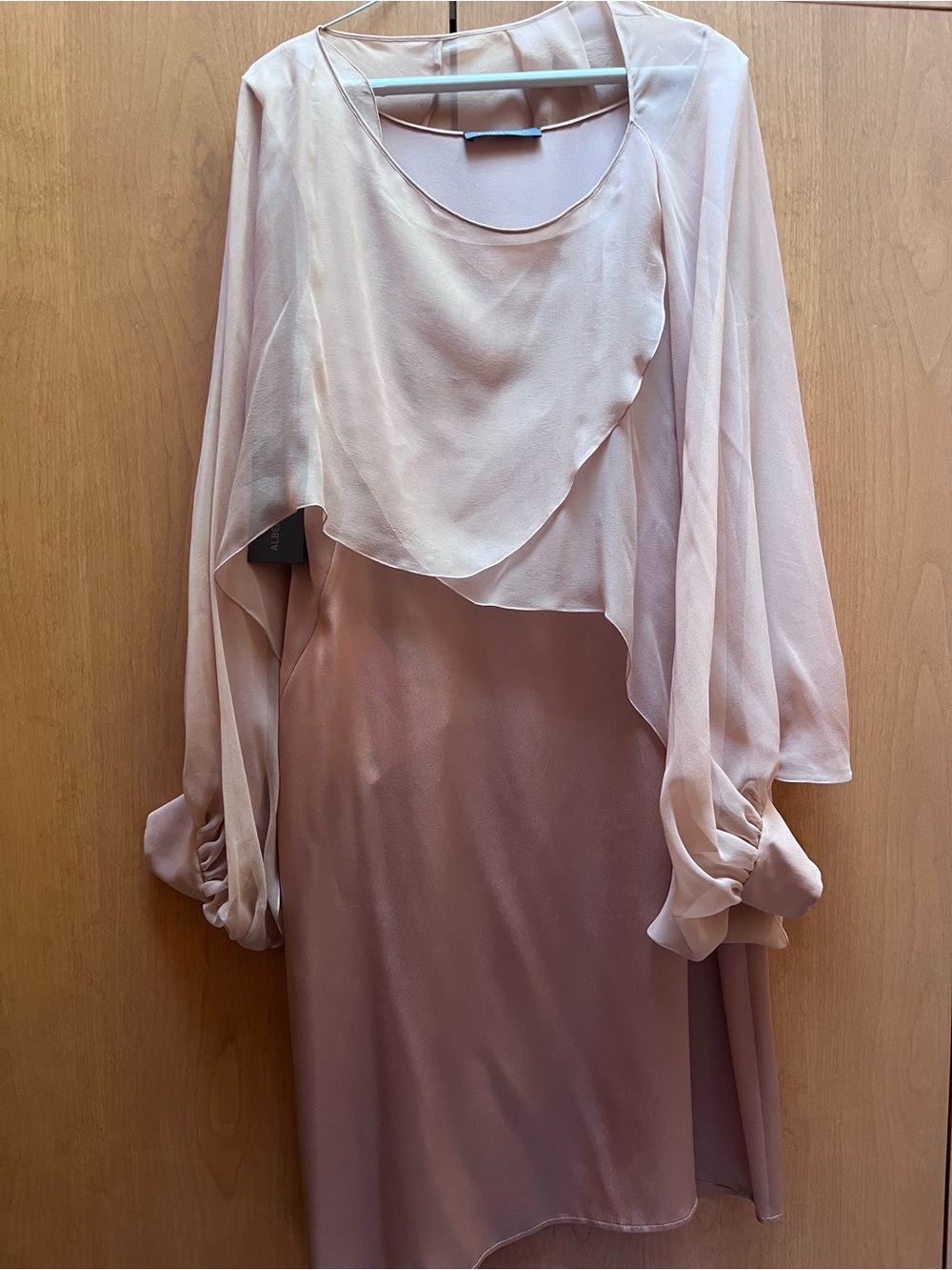 NWT Elegant Blush Pink Layered Chiffon Women's Dress